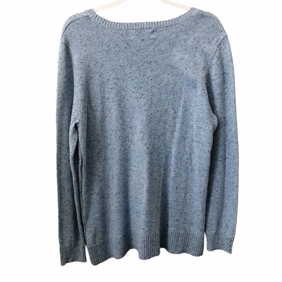 KAREN Scott Sweater Womens Size L Light Blue Heathered Crew Neck Long Sleeve New - Picture 3 of 7